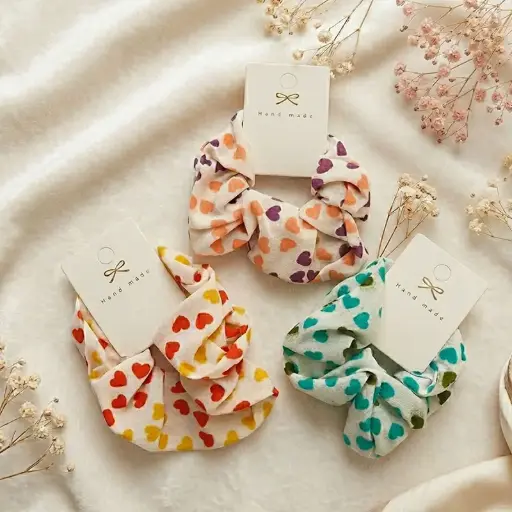 [HC225-3] Chouchou Cheveux Motif cœur HC225-3 