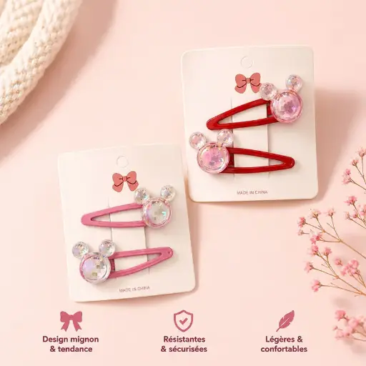 [HC9-1] Barrette cheveux avec design Minnie Mouse